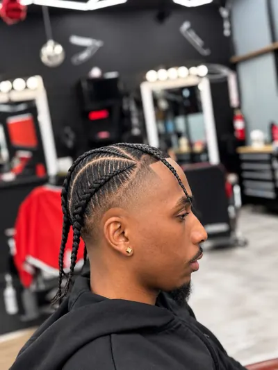Cornrow braids with a fade